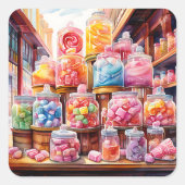  Snoep Shop Taffy Vierkante Sticker (Voorkant)