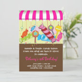 Snoep Shoppe Birthday Invitation Kaart (Staand voorkant)