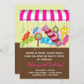 Snoep Shoppe Birthday Invitation Kaart (Voorkant / Achterkant)