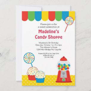 Snoep Shoppe Invitation Kaart
