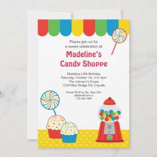 Snoep Shoppe Invitation Kaart