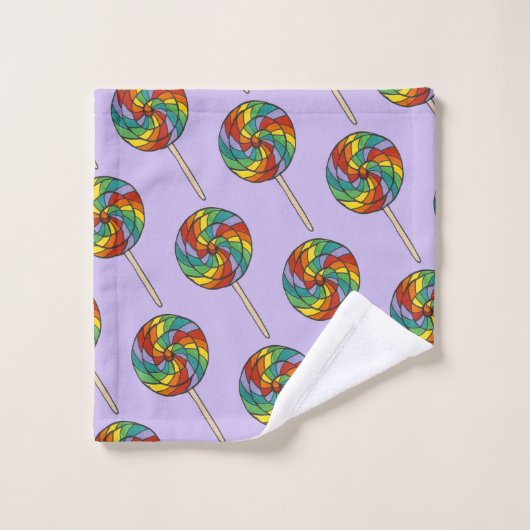 Snoep Shoppe Paarse Rainbow Lollipop Pop Lolly Bad Handdoek (Wasdoekje)