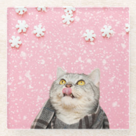 Snoep Sneeuwvlok Kat Glas Onderzetter