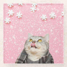 Snoep Sneeuwvlok Kat Glas Onderzetter