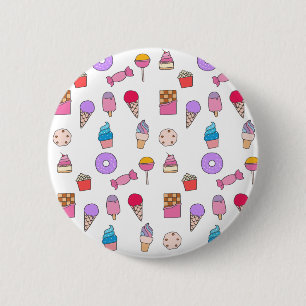 Snoep, snoepgoed en cake ronde button 5,7 cm