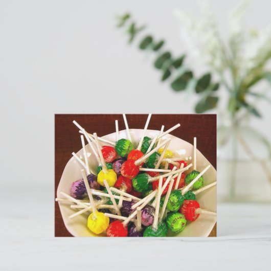 Snoep snoepjes lolly sucker snack traite yummy briefkaart (Staand voorkant)