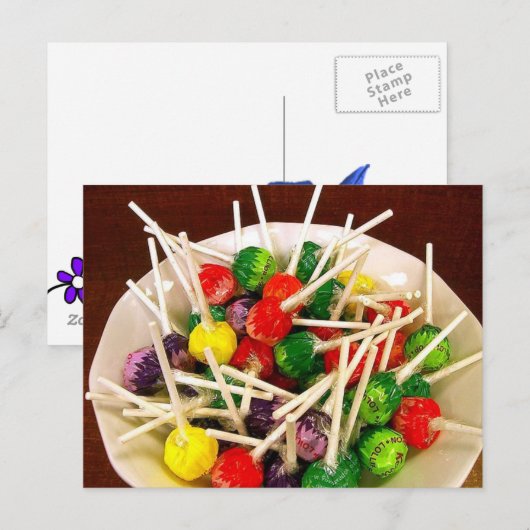 Snoep snoepjes lolly sucker snack traite yummy briefkaart (Voorkant / Achterkant)
