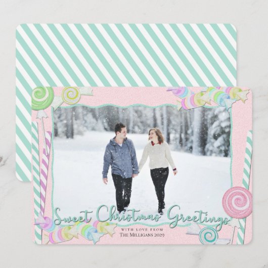 Snoep snoepjes met kerst Foto Feestdagenkaart (Voorkant / Achterkant)
