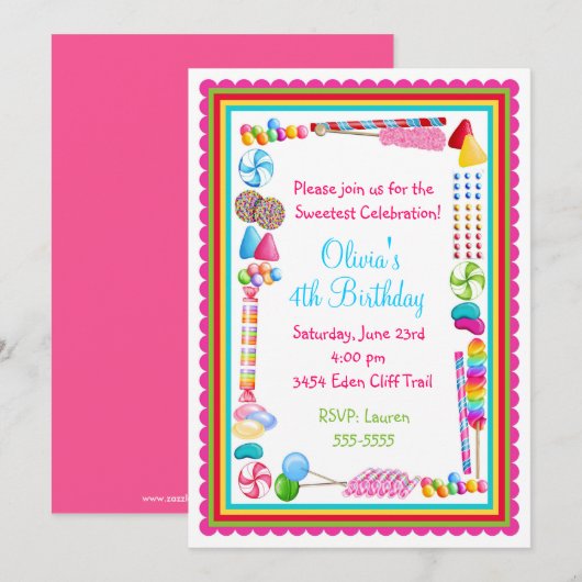 Snoep Sprinkle Birthday Uitnodigingen (Voorkant / Achterkant)