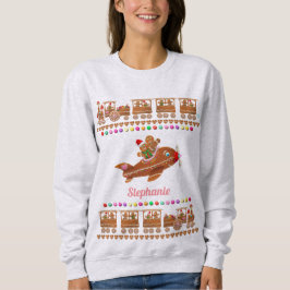 Snoep-Sprinkled Gingerbread Treinen en Vliegtuigen Trui