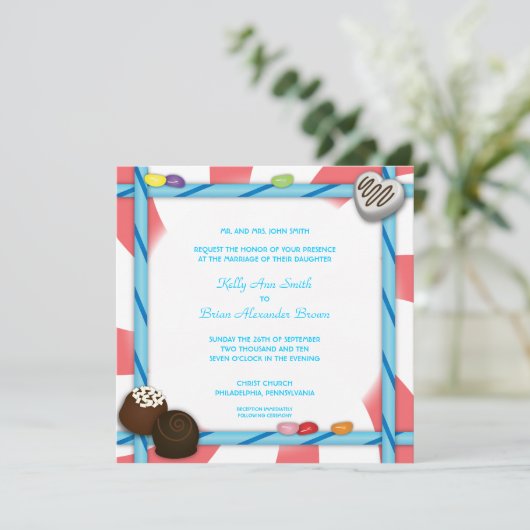 Snoep Square Invitation Kaart (Staand voorkant)