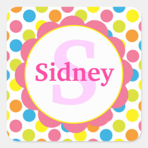 Snoep Stippen Gepersonaliseerde Monogram Sticker