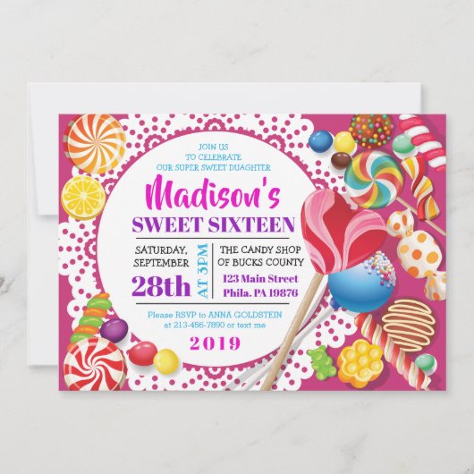 SNOEP STORE Sweet Sixteen 16 Uitnodiging (Voorkant)