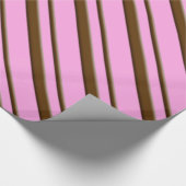 Snoep strepen - chocolade op roze cadeaupapier (Hoek)