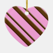 Snoep strepen - chocolade op roze keramisch ornament (Voorkant)