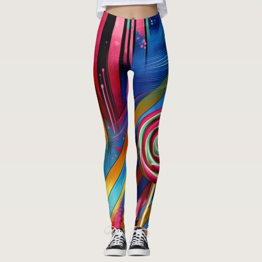 Snoep Strepen & Lollipop Leggings (Voorkant)
