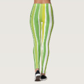 Snoep Stripe Art Groen en Wit Verticaal Gestreept Leggings (Achterkant)
