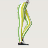Snoep Stripe Art Groen en Wit Verticaal Gestreept Leggings (Rechts)