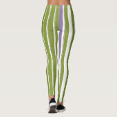 Snoep Stripe Art Groen Paarse Verticale Stripe Leggings (Achterkant)