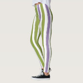 Snoep Stripe Art Groen Paarse Verticale Stripe Leggings (Links)