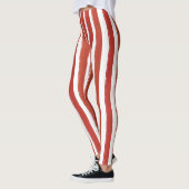 Snoep Stripe Art Rood en Wit Verticaal Gestreept Leggings (Links)
