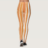 Snoep Stripe Art Sinaasappel en Wit Verticaal Gest Leggings (Achterkant)