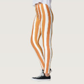 Snoep Stripe Art Sinaasappel en Wit Verticaal Gest Leggings (Links)