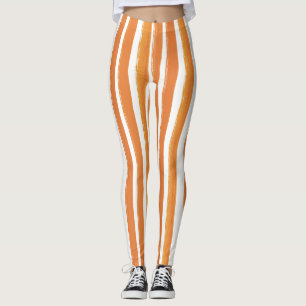 Snoep Stripe Art Sinaasappel en Wit Verticaal Gest Leggings