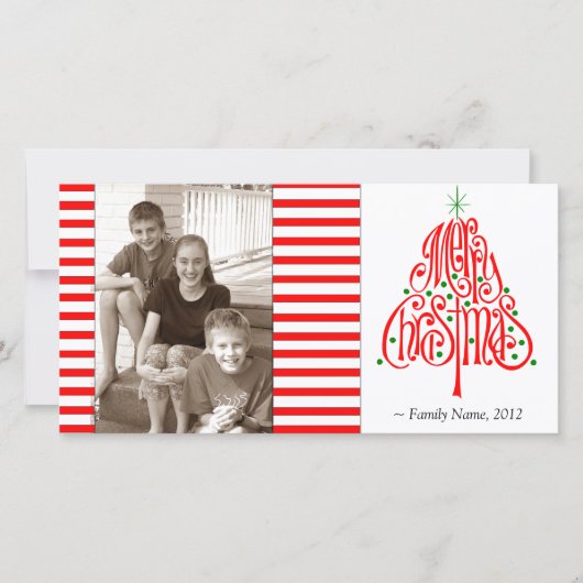 Snoep Stripe Foto Kerst Kaart (Voorkant)