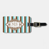 Snoep stripe  monogram bagagelabel (Voorkant horizontaal)