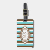 Snoep stripe  monogram bagagelabel (Voorkant verticaal)