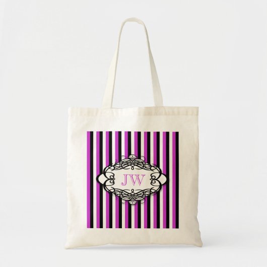 Snoep stripe  monogram tote bag (Voorkant)