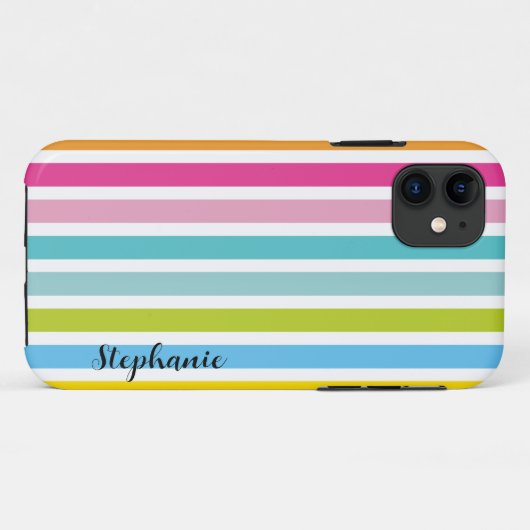 Snoep Stripe persoonlijke naam Monogram iPhone Cas Case-Mate iPhone Case (Achterkant (horizontaal))