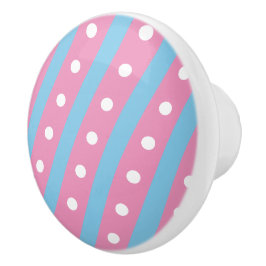 Snoep Stripe & Polka Dot Keramische Knop (Roze & B
