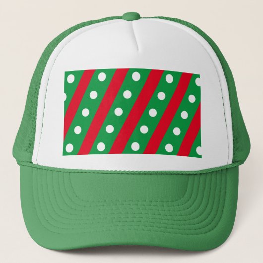 Snoep Stripe & Polka Dot Trucker Hat (Groen & Rood Trucker Pet (Voorkant)