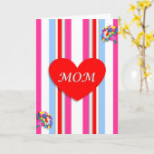 Snoep Stripe Red Heart Moederdag Kaart (Gele Bloem)