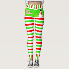 Snoep Striped Elf Happy Festive met Snowman Leggings
