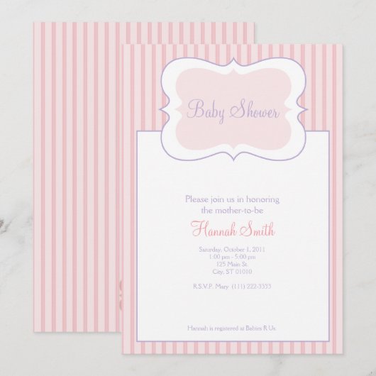 Snoep Stripes - Baby shower PP Kaart (Voorkant / Achterkant)