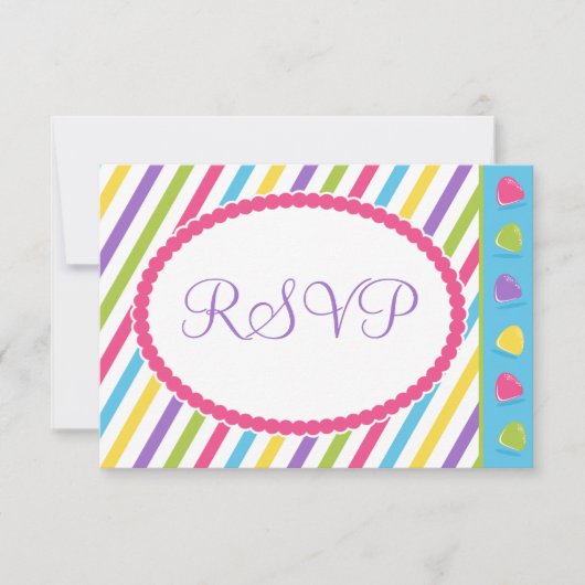 Snoep Stripes Bat Mitzvah RSVP (Voorkant)