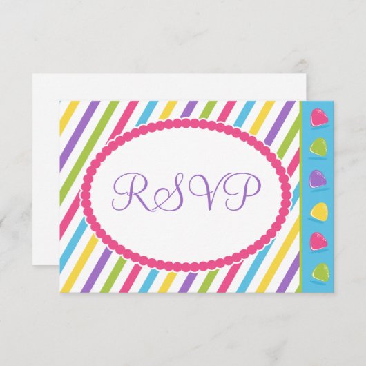 Snoep Stripes Bat Mitzvah RSVP (Voorkant / Achterkant)