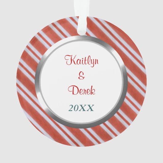 Snoep Stripes First Kerstfoto Template Ornament (achterkant)