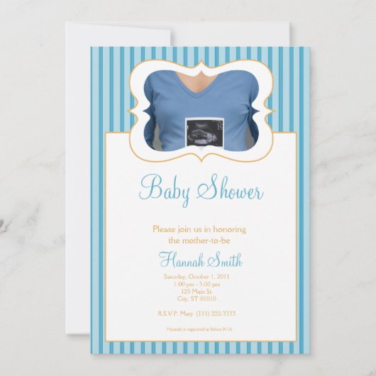 Snoep Stripes - Foto Baby shower BO Kaart (Voorkant)
