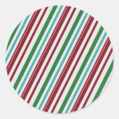 Snoep Stripes Glitter Ronde Sticker (Voorkant)