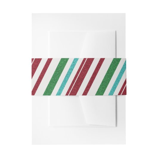 Snoep Stripes Glitter Uitnodigingen Wikkel (Voorkant Voorbeeld)