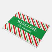 Snoep Stripes in rood en groen met naam Deurmat (Schuin)