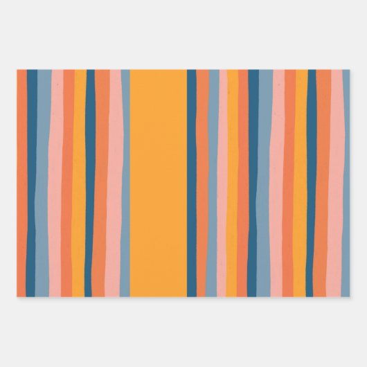 Snoep Stripes kleurig Oranje roze blauw Inpakpapier Vel (Voorkant 3)