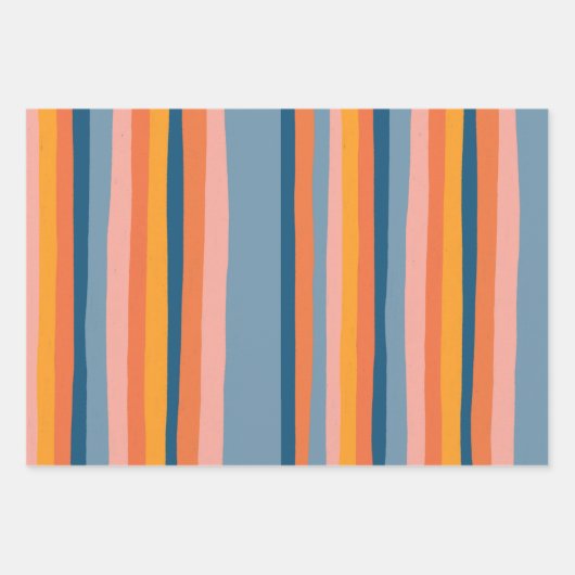 Snoep Stripes kleurig Oranje roze blauw Inpakpapier Vel (Voorkant 2)