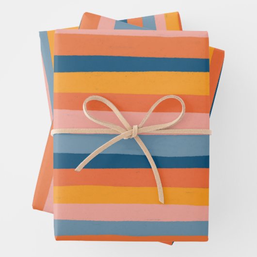 Snoep Stripes kleurig Oranje roze blauw Inpakpapier Vel (In situ)