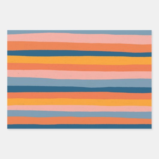 Snoep Stripes kleurig Oranje roze blauw Inpakpapier Vel (Voorkant)
