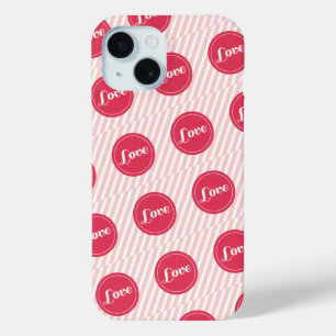 Snoep Stripes Love Stippen Pattern Valentijnsdag iPhone 15 Case